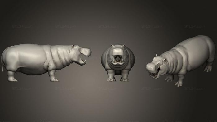 Статуэтки животных (Бегемот, STKJ_2253) 3D модель для ЧПУ станка
