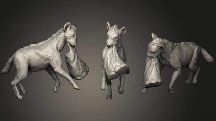 Статуэтки животных (Гиена, STKJ_2276) 3D модель для ЧПУ станка