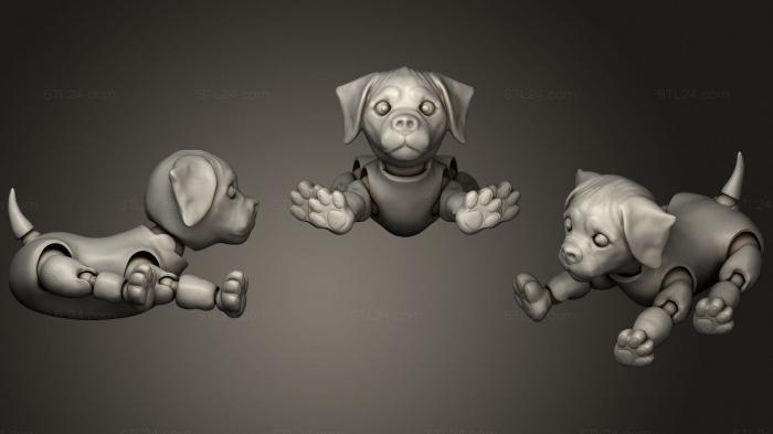 Статуэтки животных (Сочлененная собака, лежащая, STKJ_2287) 3D модель для ЧПУ станка