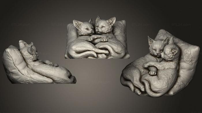 Статуэтки животных (Котенок спит, STKJ_2296) 3D модель для ЧПУ станка
