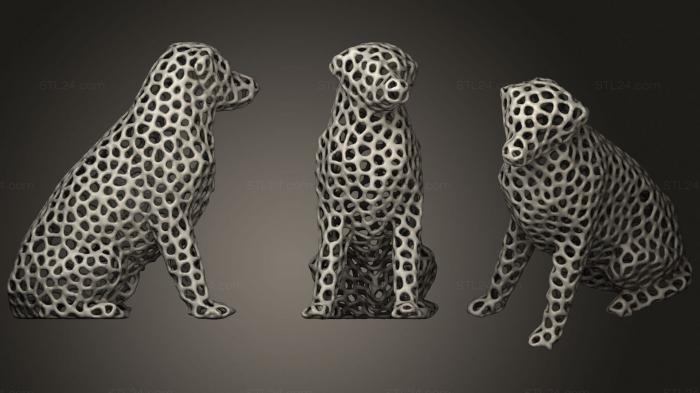 Статуэтки животных (Лабрадор вороной 1, STKJ_2306) 3D модель для ЧПУ станка
