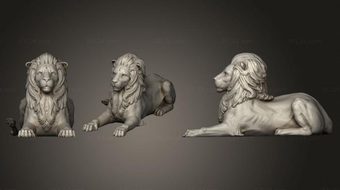 Статуэтки животных (Лежащий лев, STKJ_2313) 3D модель для ЧПУ станка