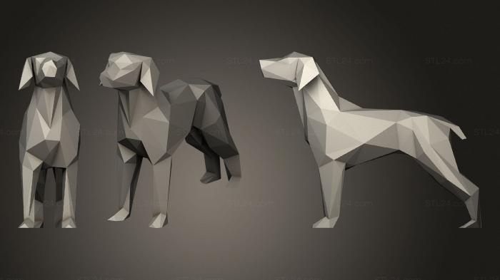 Статуэтки животных (Низкополигональная Собака, STKJ_2322) 3D модель для ЧПУ станка