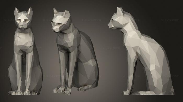 Low Poly Egyptian Cat Sculpture