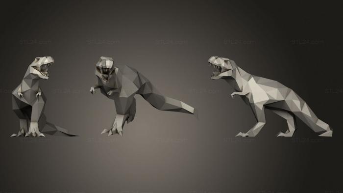 Animal figurines (Low Poly Trex Dinosaur Rex, STKJ_2329) 3D models for cnc