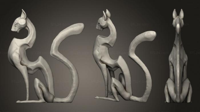 Статуэтки животных (Кошка для Медитации, STKJ_2349) 3D модель для ЧПУ станка