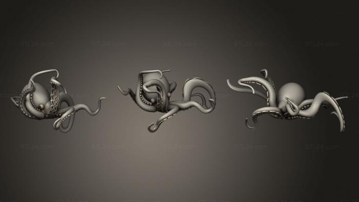 Статуэтки животных (Осьминог 2, STKJ_2370) 3D модель для ЧПУ станка
