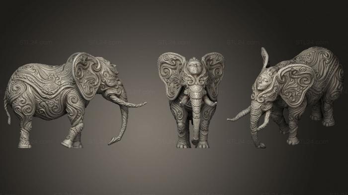 Animal figurines (Ornate elephant, STKJ_2374) 3D models for cnc