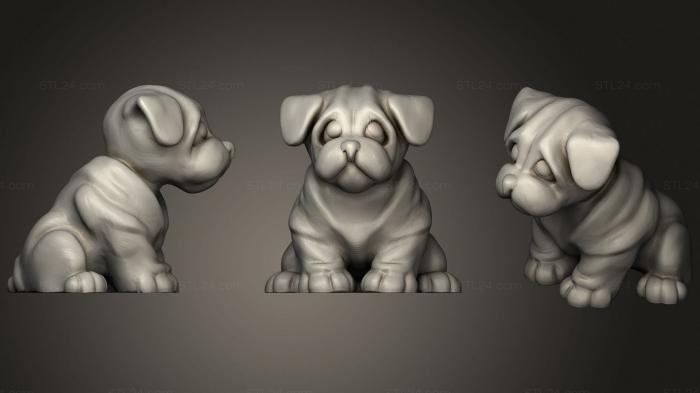 Animal figurines (A small wrinkled dog, STKJ_2395) 3D models for cnc