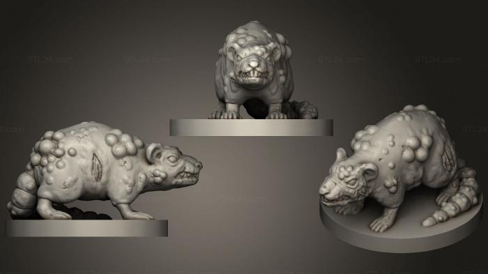 Статуэтки животных (Чумная Крыса, STKJ_2406) 3D модель для ЧПУ станка