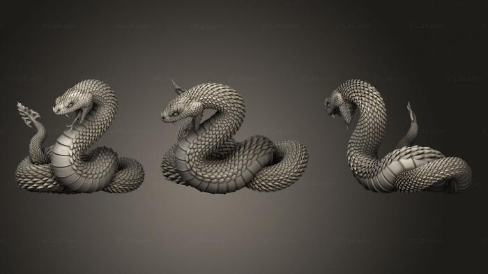 Статуэтки животных (Гремучая Змея, STKJ_2427) 3D модель для ЧПУ станка