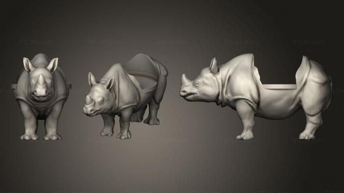Статуэтки животных (Носорог 345, STKJ_2429) 3D модель для ЧПУ станка