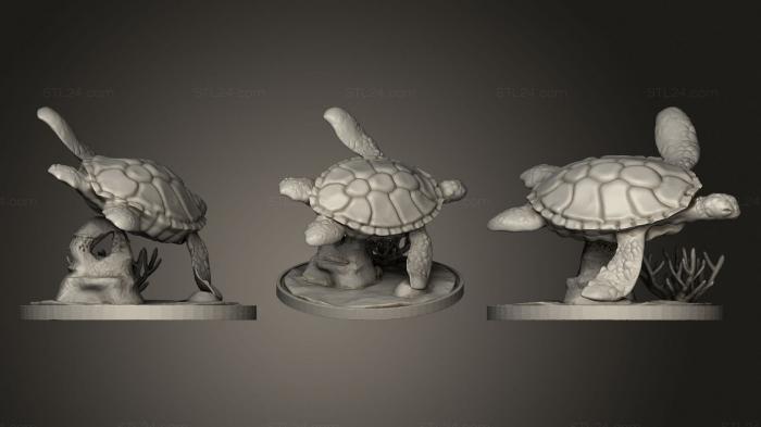 Статуэтки животных (Морская Черепаха, STKJ_2448) 3D модель для ЧПУ станка