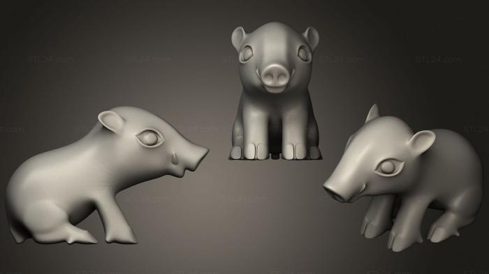 Статуэтки животных (Сидящий кабан1, STKJ_2467) 3D модель для ЧПУ станка