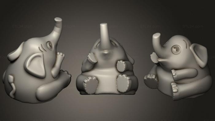 Animal figurines (Sitting elephant, STKJ_2468) 3D models for cnc