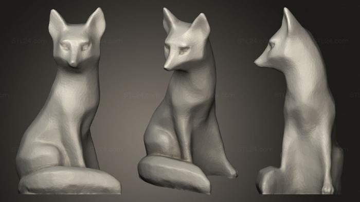 Статуэтки животных (Декор из Сидящей Лисы, STKJ_2469) 3D модель для ЧПУ станка