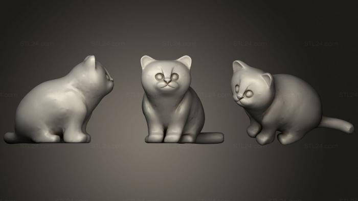 Статуэтки животных (Сидящий котенок, STKJ_2470) 3D модель для ЧПУ станка