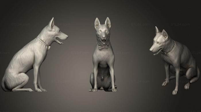 Статуэтки животных (Улыбающаяся собака с бабочкой 19, STKJ_2473) 3D модель для ЧПУ станка