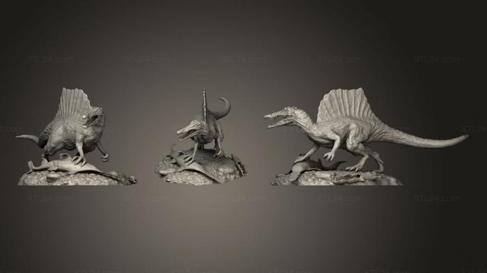 Статуэтки животных (Статуя Рыбака Спинозавра, STKJ_2490) 3D модель для ЧПУ станка