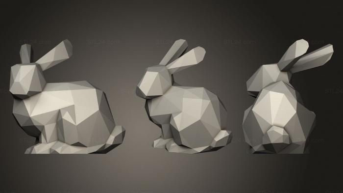 Animal figurines (Stanford Bunny Low Poly Flat Base, STKJ_2493) 3D models for cnc