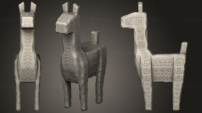 Статуэтки животных (Стилизованная лама хай поли, STKJ_2507) 3D модель для ЧПУ станка
