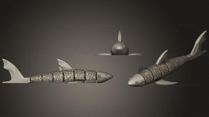 Статуэтки животных (Изогнутая леопардовая акула, STKJ_2529) 3D модель для ЧПУ станка