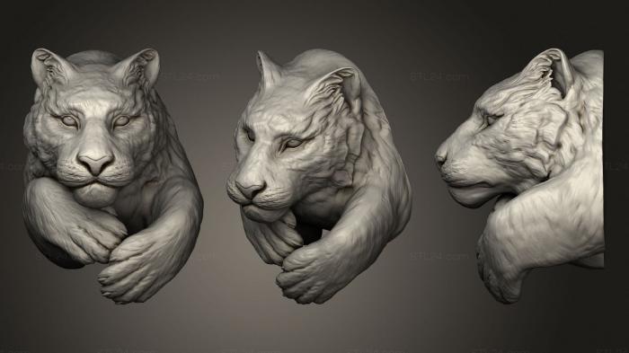 Статуэтки животных (Модель тигра, STKJ_2531) 3D модель для ЧПУ станка