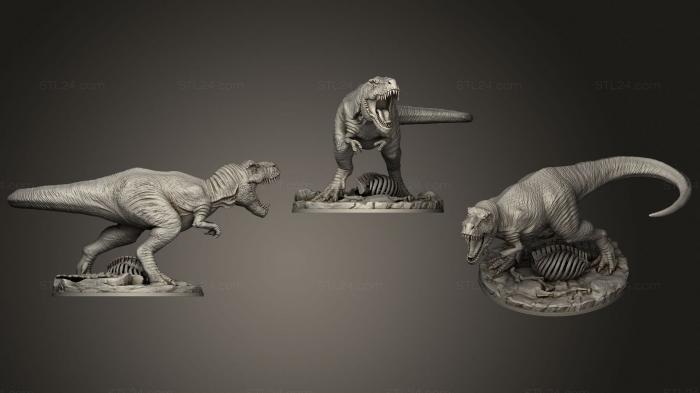 Статуэтки животных (Trex на подставке, STKJ_2542) 3D модель для ЧПУ станка