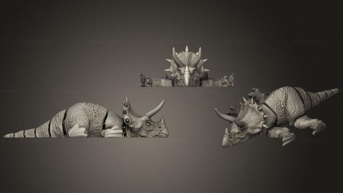 Статуэтки животных (Трицератопс Одиночный, STKJ_2547) 3D модель для ЧПУ станка