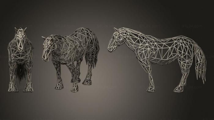 Статуэтки животных (Лошадь из проволочной сетки, STKJ_2573) 3D модель для ЧПУ станка