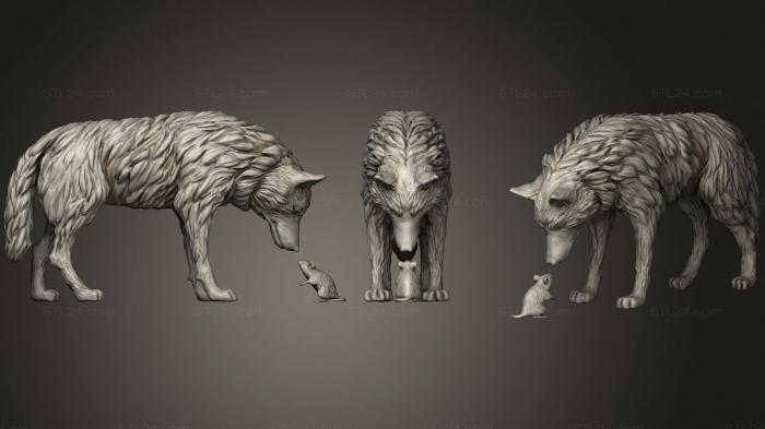 Статуэтки животных (Волк и крыса, STKJ_2576) 3D модель для ЧПУ станка