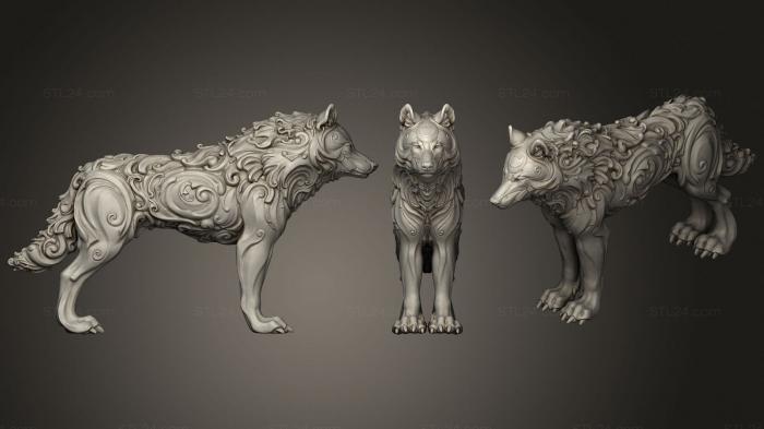 Статуэтки животных (Чудесный волк, STKJ_2579) 3D модель для ЧПУ станка