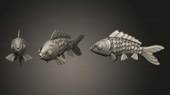 Animal figurines (A Full Sea Koi Fish on Such, STKJ_2585) 3D models for cnc