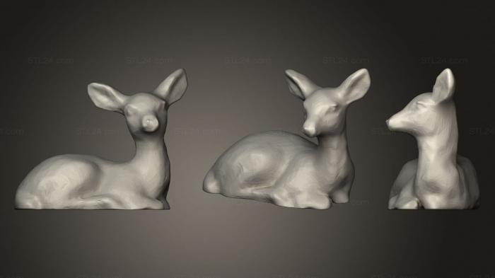 Статуэтки животных (Довольно Молодой Олененок, STKJ_2588) 3D модель для ЧПУ станка