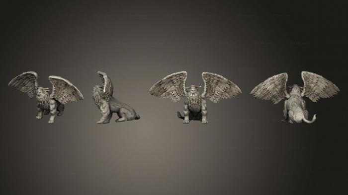 Статуэтки животных (Андросфинкс Злой Большой, STKJ_2609) 3D модель для ЧПУ станка