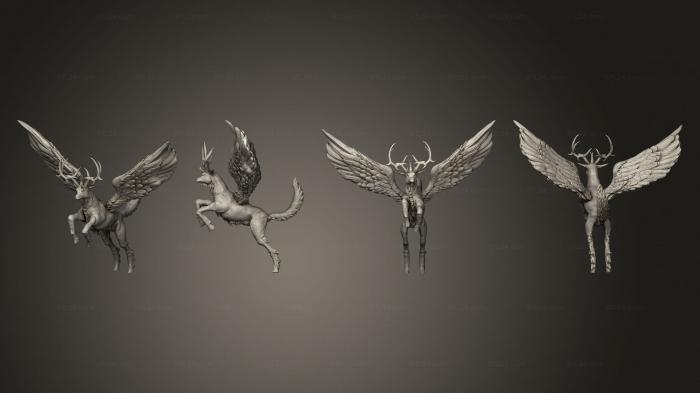 Animal figurines (Base Winged Deer Magic, STKJ_2635) 3D models for cnc