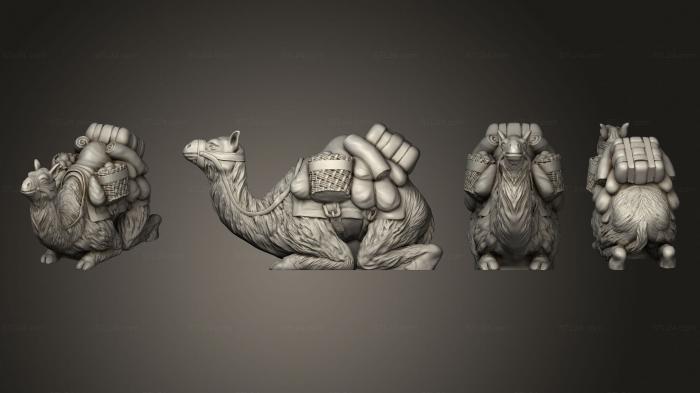 Статуэтки животных (Нагруженный Верблюд Лежит Без Опоры, STKJ_2679) 3D модель для ЧПУ станка