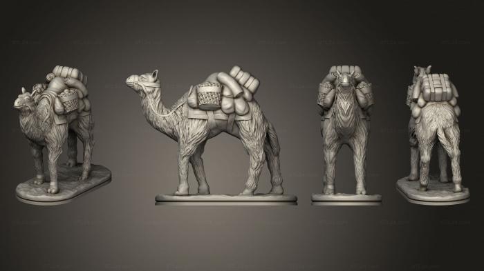Статуэтки животных (Нагруженный Верблюд, Идущий Пешком., STKJ_2680) 3D модель для ЧПУ станка