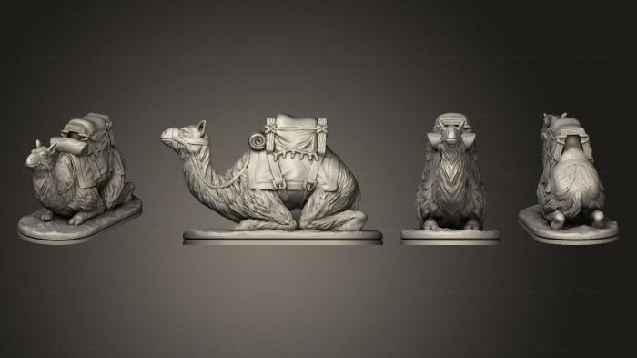 Animal figurines (Camel Saddled Laying Based, STKJ_2684) 3D models for cnc