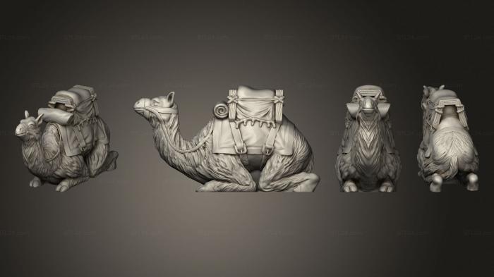 Статуэтки животных (Оседланный Верблюд Лежал Без Седла, STKJ_2685) 3D модель для ЧПУ станка