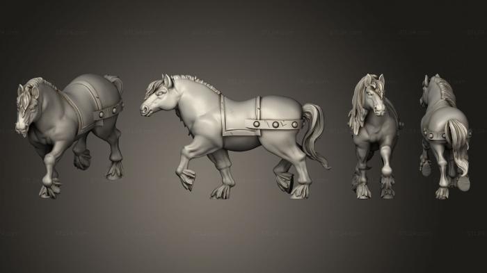 Статуэтки животных (Лошадь в карете, STKJ_2694) 3D модель для ЧПУ станка