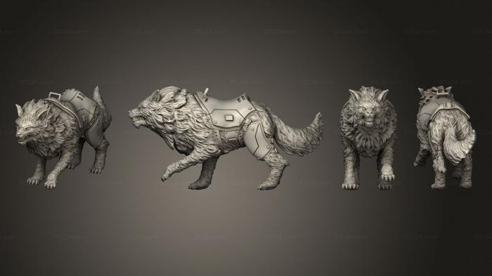 Статуэтки животных (Кот - Волк, STKJ_2695) 3D модель для ЧПУ станка