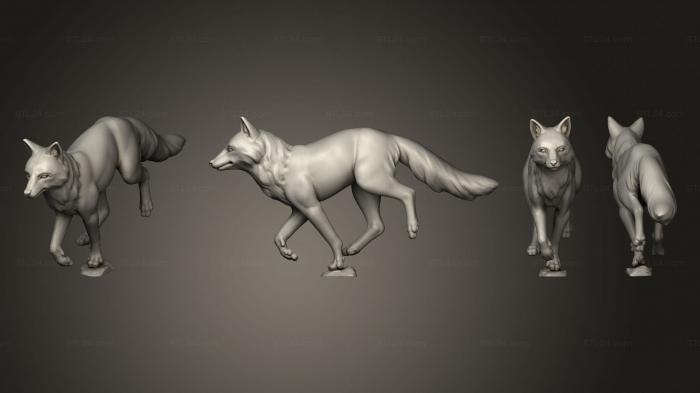 Статуэтки животных (Твари Рыжие Лисы 02, STKJ_2723) 3D модель для ЧПУ станка