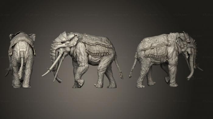 Animal figurines (Giant War Elephant 2 Base, STKJ_2846) 3D models for cnc