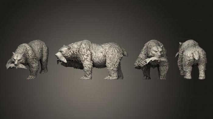 Animal figurines (Grizzly Bear Fish 2, STKJ_2860) 3D models for cnc