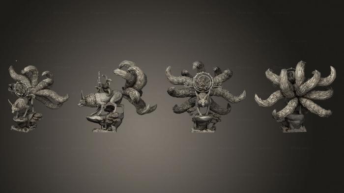 Animal figurines (Hanako Kitsune Druid on Kyubi, STKJ_2870) 3D models for cnc