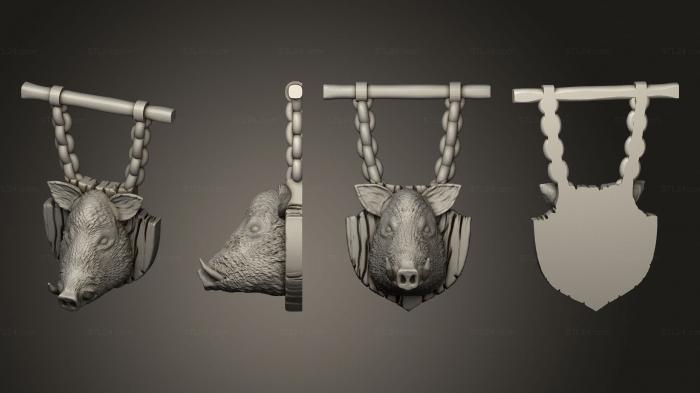 Статуэтки животных (Висящий кабан, STKJ_2872) 3D модель для ЧПУ станка