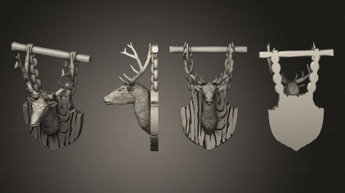 Статуэтки животных (Висящий олень, STKJ_2873) 3D модель для ЧПУ станка