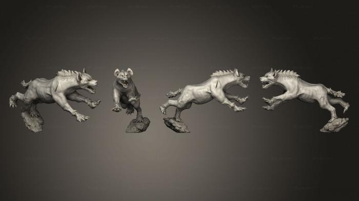 Статуэтки животных (Гиена, STKJ_2914) 3D модель для ЧПУ станка