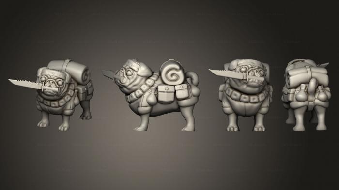 Animal figurines (jungle fighter pug, STKJ_2923) 3D models for cnc
